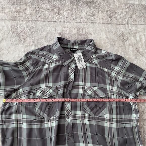 Torrid Taylor Slim Plaid Button Front Long Sleeve Shirt Size 2 2X New - Picture 5 of 8